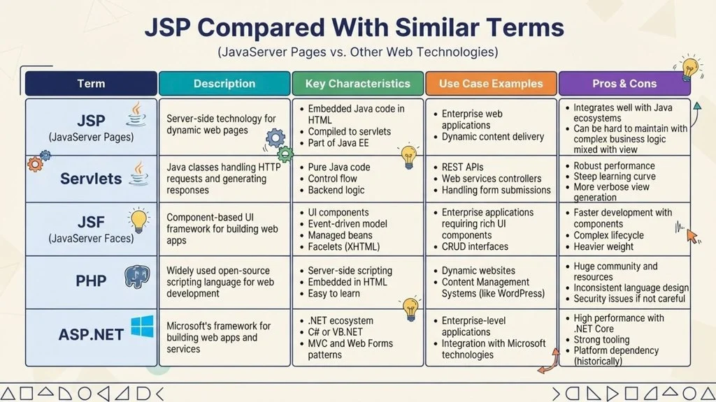 JSP Compared With Similar Terms