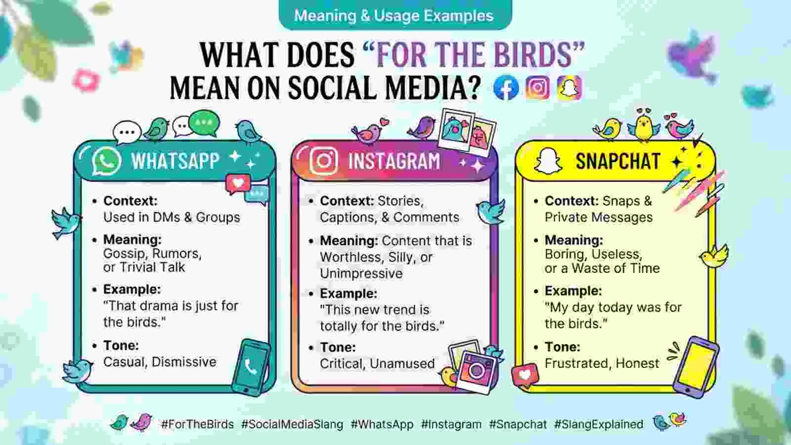 “For the Birds” Meaning on WhatsApp, Instagram, and Snapchat