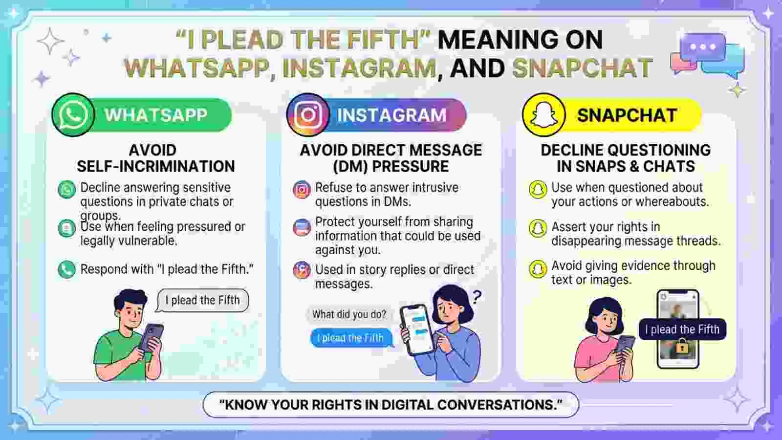 “I Plead the Fifth” Meaning on WhatsApp, Instagram, and Snapchat