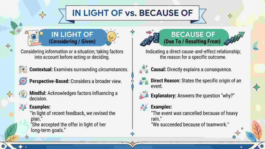 “In Light Of” vs. “Because Of”