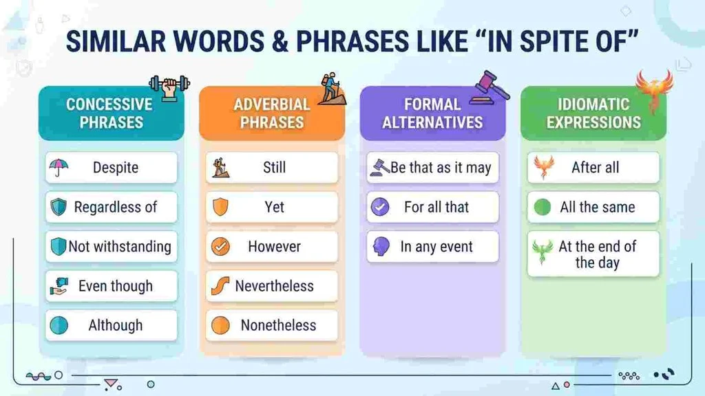 Similar Words and Phrases Like “In Spite of”
